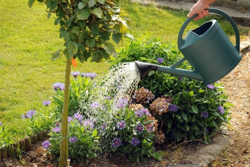 Insured rubbish company working on a landscaped garden in Chigwell