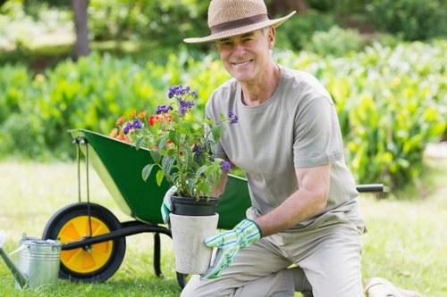 Hard landscaping and planting features in a Chigwell garden